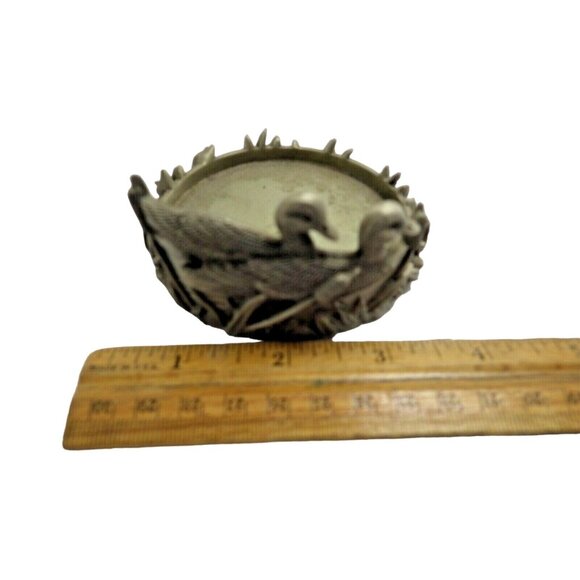 Pewter Candle Holder Ducks Unlimited Base Pillar Cottagecore Lodge Hunting Cabin - Picture 7 of 8